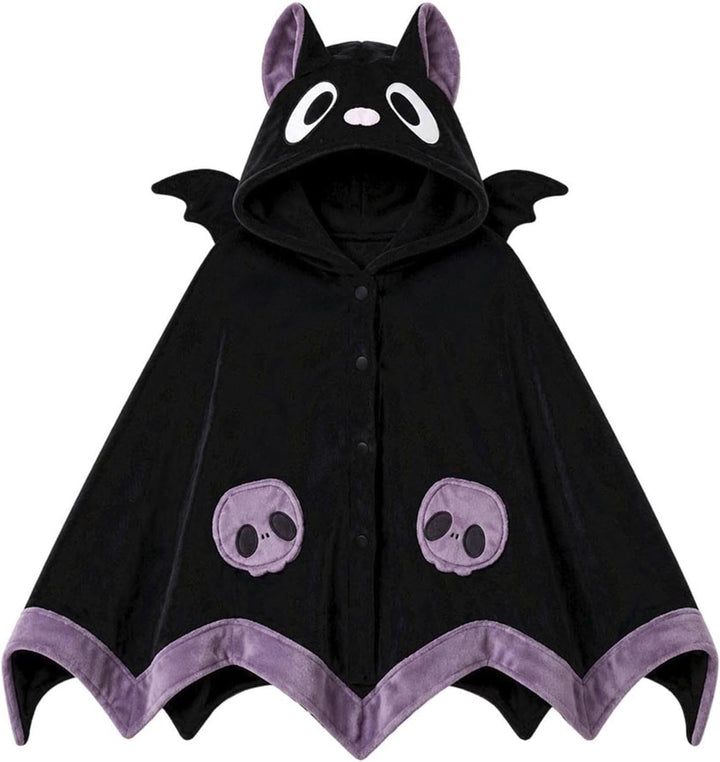Halloween Damen Bat Hoodie Fledermaus tragbarer Decken Umhang Mit Dämonenflügeln Casual Herbst Karne