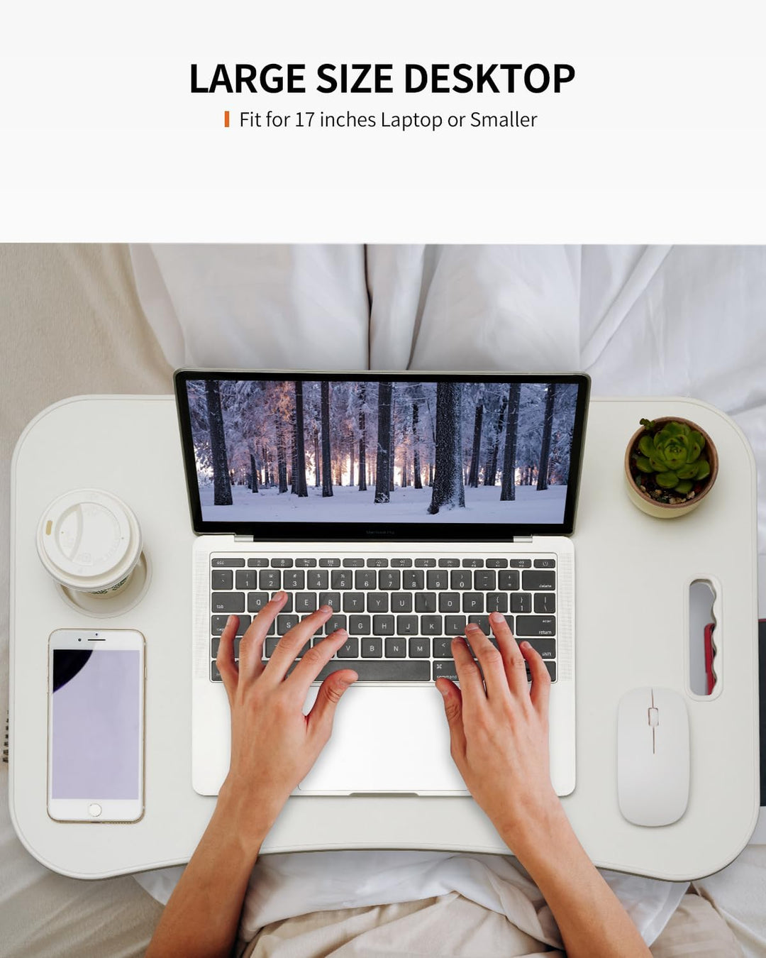 Faltbarer Laptoptisch, tragbarer Schossschreibtisch, Betttisch, Laptopständer mit Getränkehalter & T