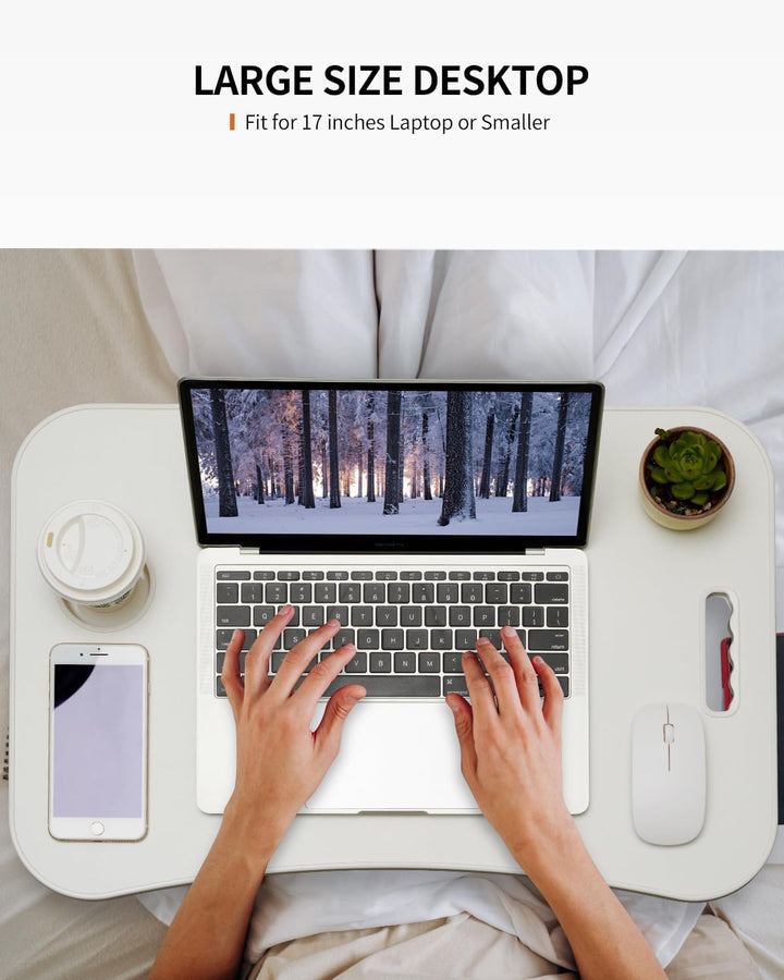 Faltbarer Laptoptisch, tragbarer Schossschreibtisch, Betttisch, Laptopständer mit Getränkehalter & T