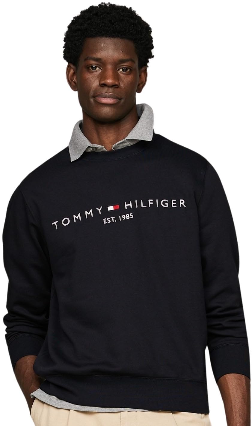 Tommy Hilfiger Herren Sweatshirt Tommy Logo ohne Kapuze XS Blau (Desert Sky), XS Blau (Desert Sky)