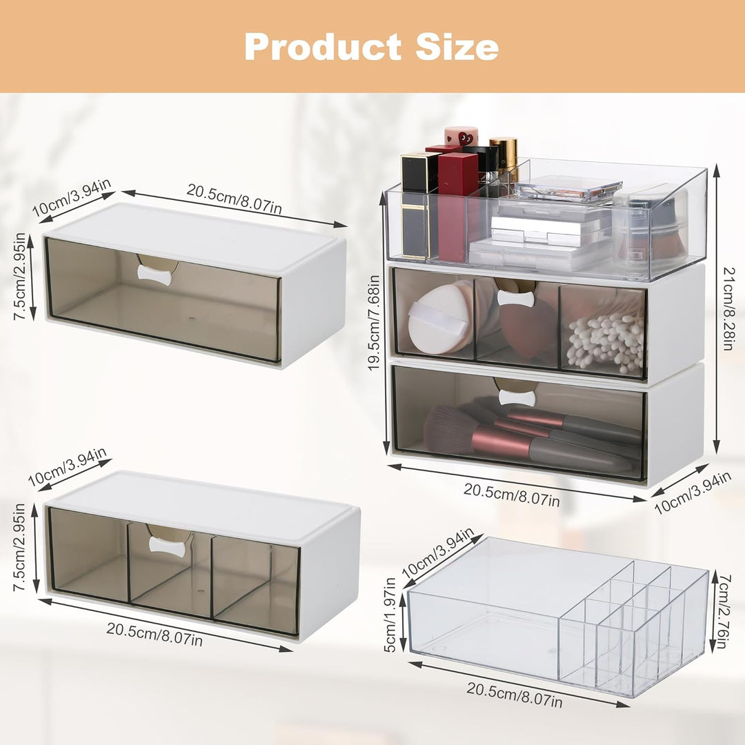 3 Stück Acryl Badezimmer Organizer, Kosmetik Organizer Set, Transparent Bad Schubladen Organizer, Sc