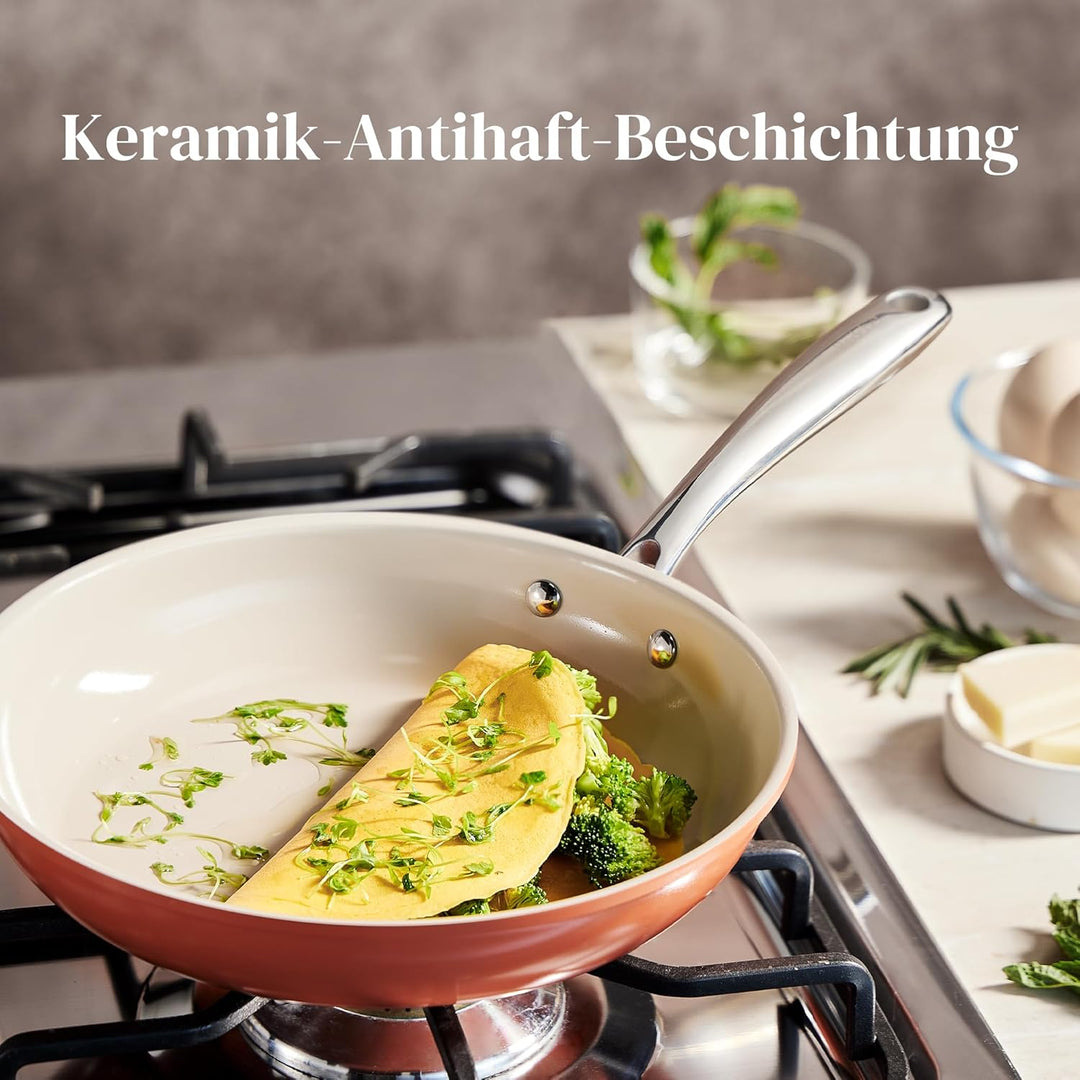 Redchef Antihaft Bratpfanne 20cm, Pfanne Keramikbeschichtung mit Edelstahlgriff, PTFE-frei PFOA-frei
