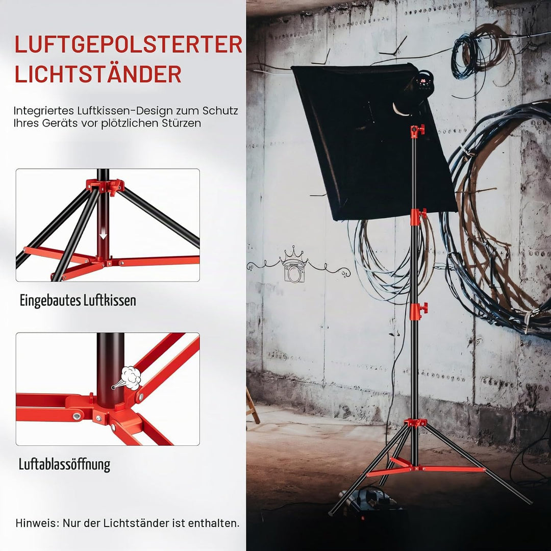 Soonpho Lichtstativ Vollmetall Puffer Druckstativ 9,1 ft/280cm Light Stand Bunt 10kg Tragkraft für O