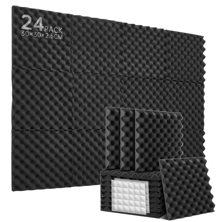 24 Stück Akustikschaumstoff Schalldämmung, Hochdichte Schallabsorber Wand mit 60pcs Aufkleber, Schal