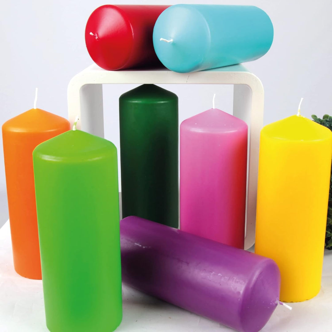 HS Candle Stumpenkerzen Wachskerzen Ø8cm x 20cm (3er Pack) Lila - Lange Brenndauer, Hergestellt in E