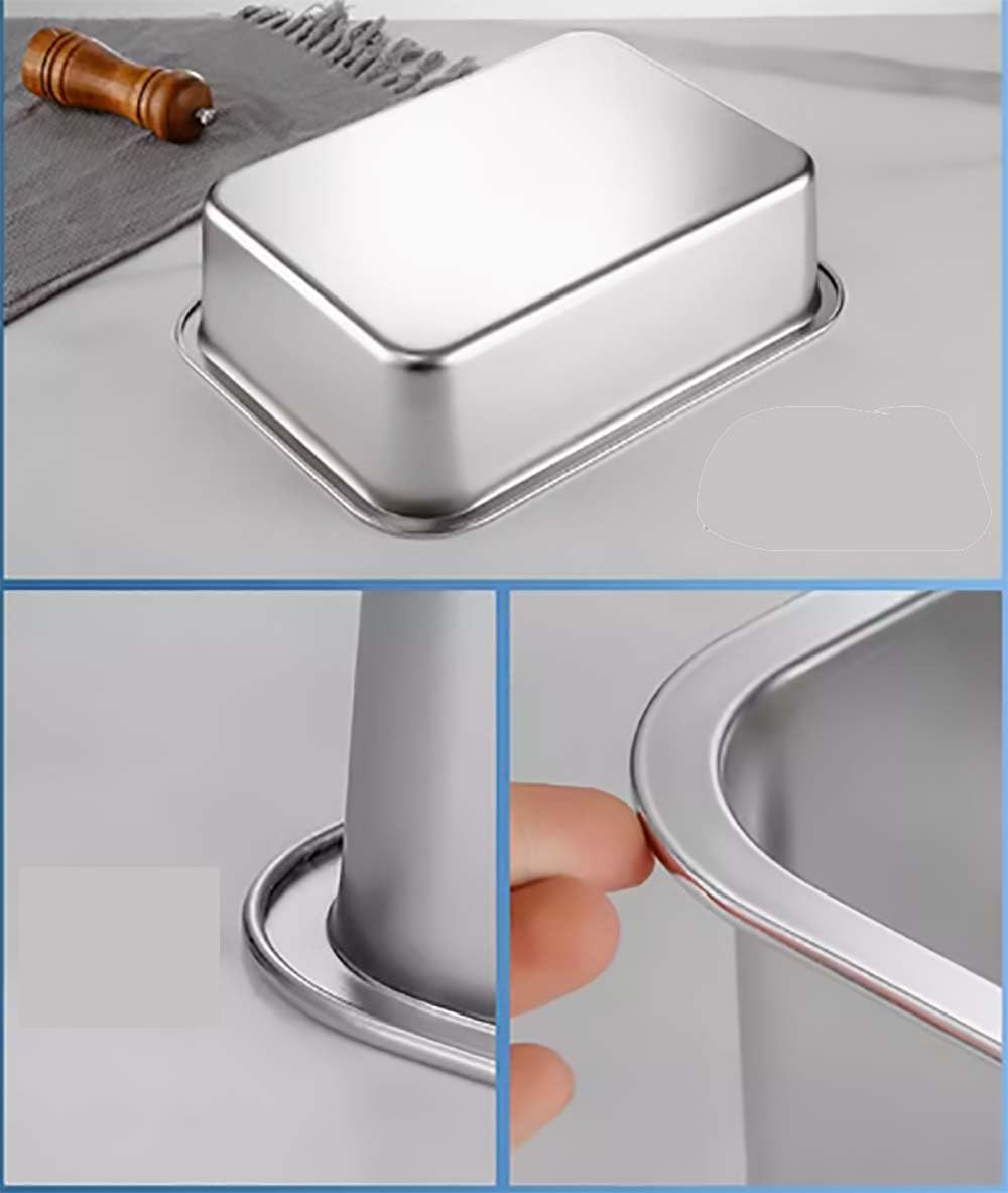 Edelstahlpfannen mit Deckel, Dampftischpfanne, Edelstahl-Behälter-Set, stapelbare Metalldampfgarpfan