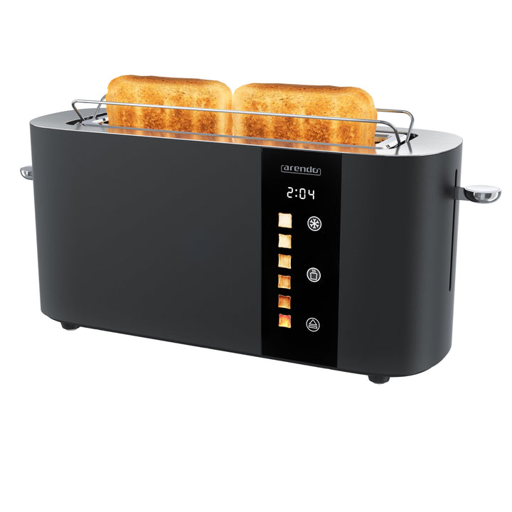 Arendo - Edelstahl Toaster 2 Scheiben Langschlitz - Touchscreen – Doppelwandgehäuse – Integrierter B