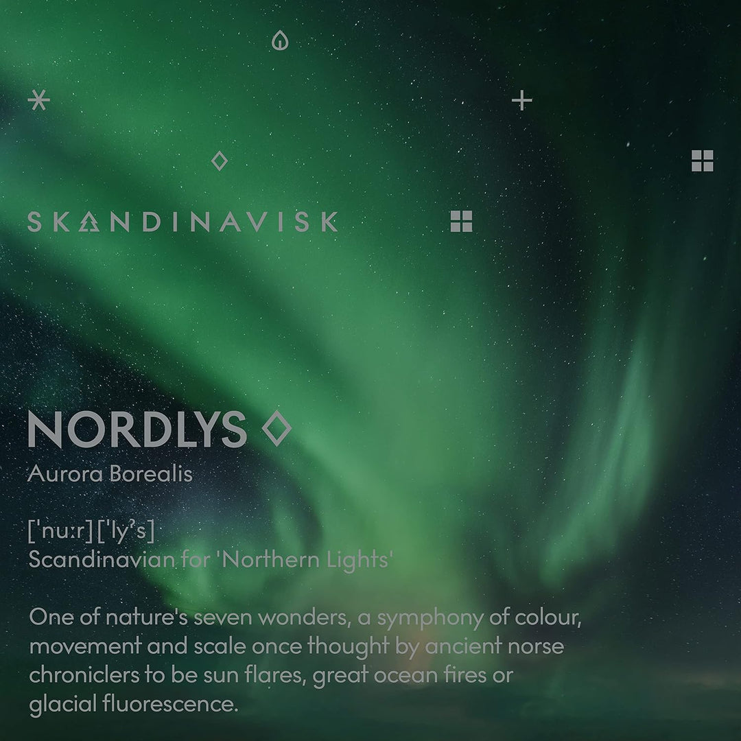 Skandinavisk NORDLYS 'Nordlichter' Duftkerze. Duftnoten: Arktische Intensität und sphärische Farben,