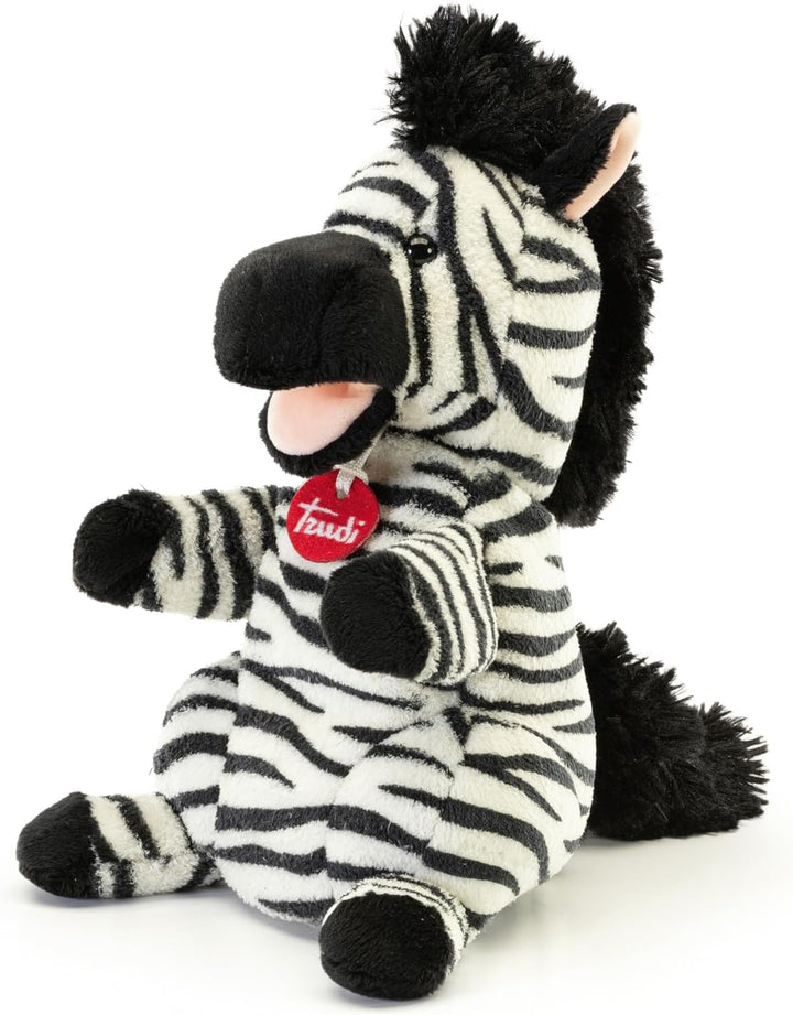 Trudi Puppets 29309 Plüsch Handpuppe Zebra 17 x 29 x 18 cm (S), Stofftier aus hochwertigen Materiali
