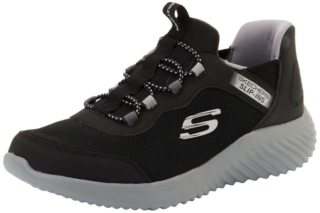 Skechers Jungen Glide-step Sport Wave Blitz Sneaker 27 EU Black Synthetic Textile Charcoal Trim, 27