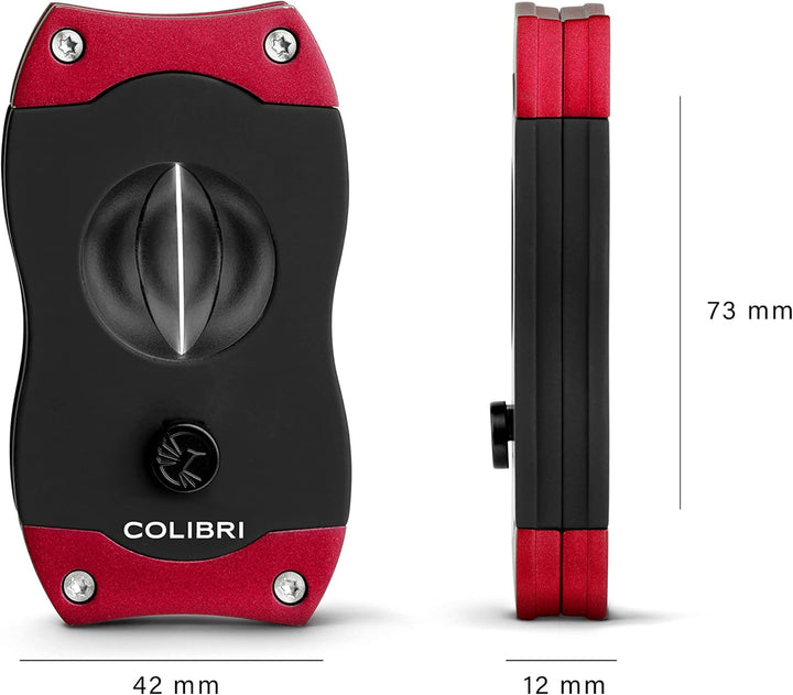 Colibri V-Cut Zigarrenschneider | Schwarz Mit Rotakzenten | Federauslöser | Tiefer 7mm V-Schnitt | B