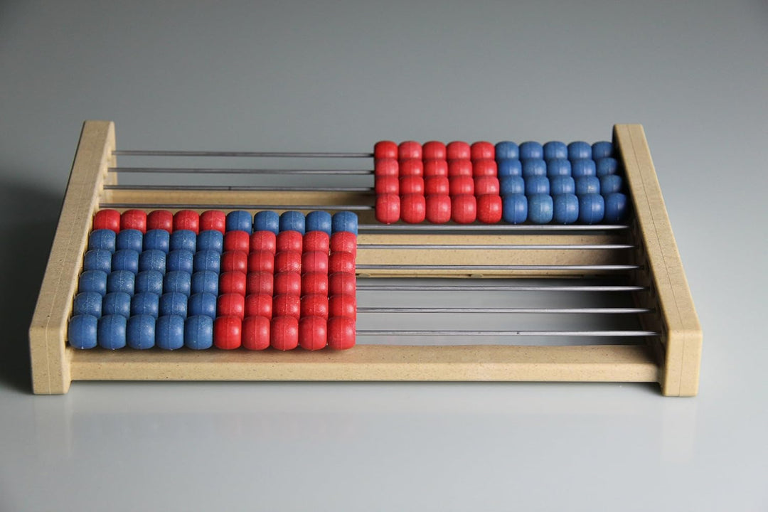 WISSNER® aktiv Lernen - 100 er Rechenrahmen, ab 3 bis 99 Jahre, rot/blau - RE-Wood® (Packung mit 2)