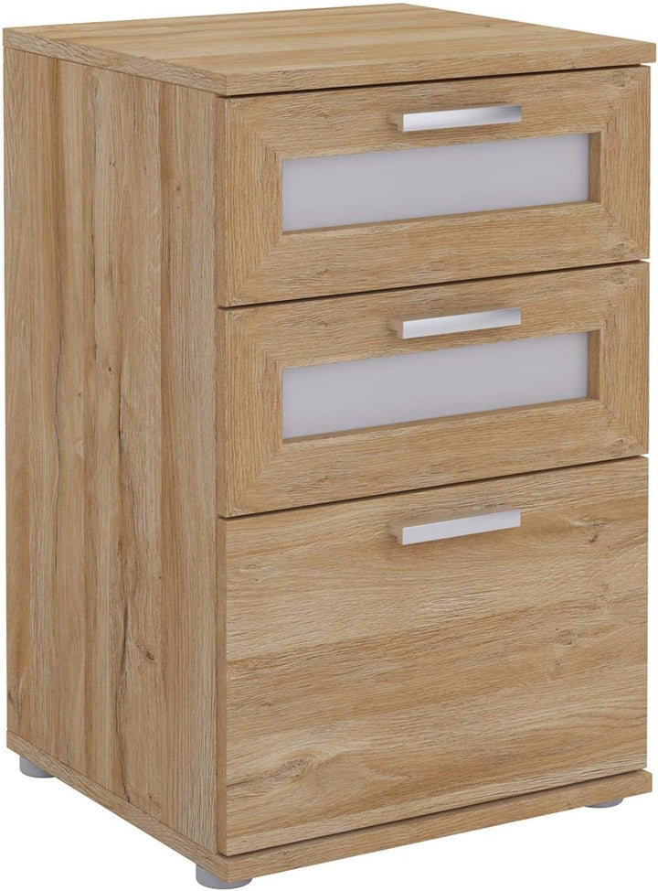 CARO-Möbel Nachttisch für Boxspringbetten MARIKE Nachtschrank Nachtkommode in Wildeiche, mit 3 Schub
