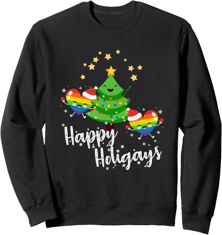Happy Holigays LGBT Cute Christmas Tree Sweatshirt