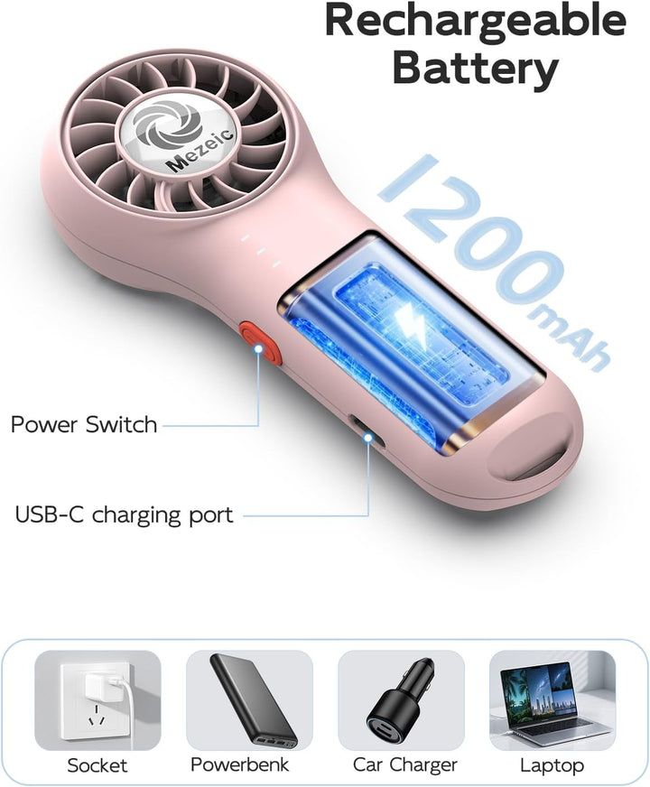 Mini Handventilator, Tragbarer Taschenventilator mit Umhängeband Ultraleichte Wiederaufladbare Venti