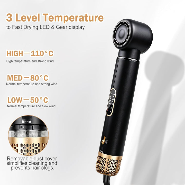Hair Styler 5 in 1, Airstyler Haarstyler Set mit LCD-Bildschirm, Rundbürstenföhn, Warmluftbürste, Ai