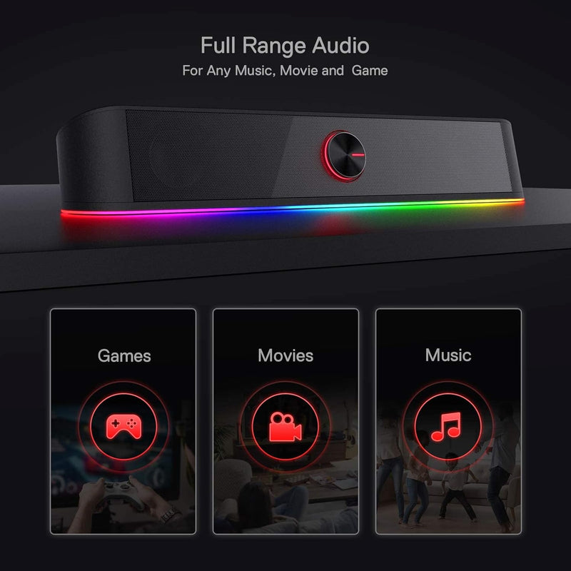 Redragon GS560 Adiemus RGB Desktop-Soundbar, 2.0-Kanal-Computerlautsprecher mit dynamischer Lichtlei