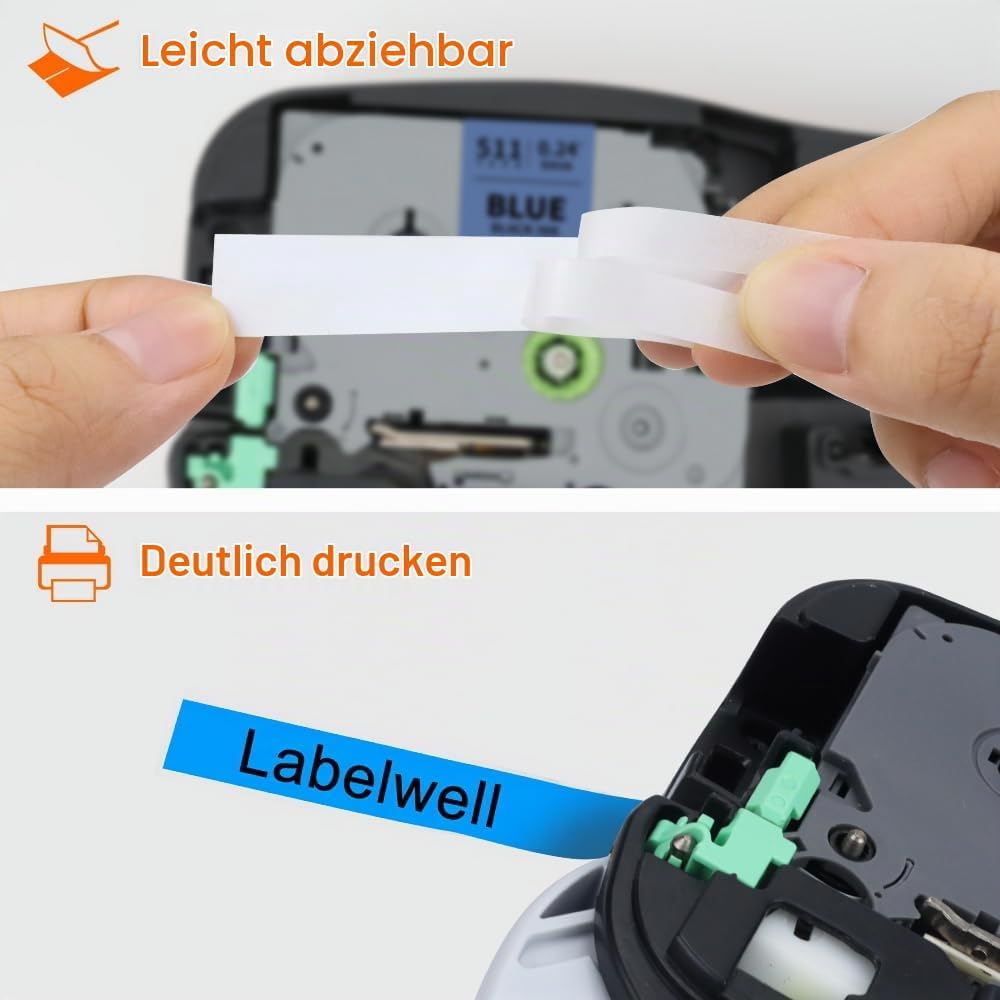 Labelwell kompatible für Brother P-touch Bänder TZe-211 TZe-111 TZe-411 TZe-511 TZe-611 TZe-711 Schr