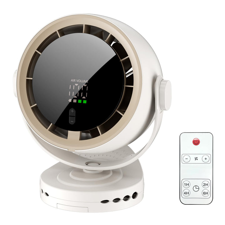 Ventilator Klein, 5000mAh USB Ventilator Akku mit Fernbedienung, 3-in-1 Design (Tisch/Clip/Wandmonta