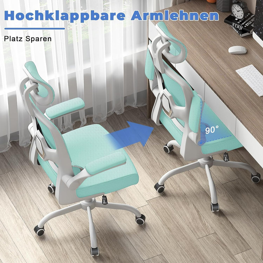 naspaluro Bürostuhl Ergonomischer, Schreibtischstuhl mit Hochklappbaren Armlehnen, Dynamischer Lordo