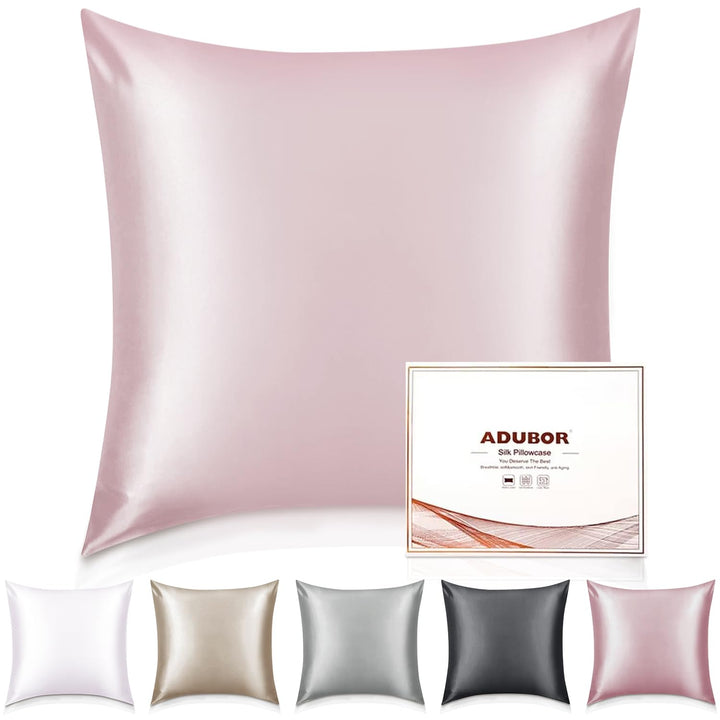 Adubor 100% Seidenkissenbezug 80x80cm für Haar und Haut, mit verstecktem Reissverschluss, beide Seit