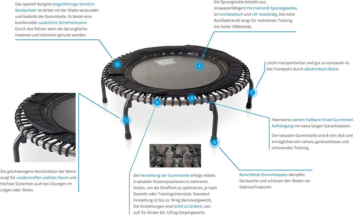 Ersatz Gummiseile- Zubehör für Jumpsport Fitnesstrampolin- Minitrampolin Set (30 STK) Variabel einst