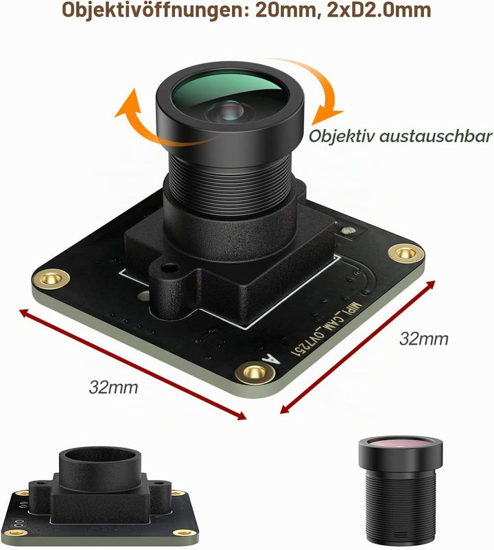 innomaker Raspberry PI Camera OV7251 Sensor with Global Shutter External Trigger Stream Mode 0.3MP F