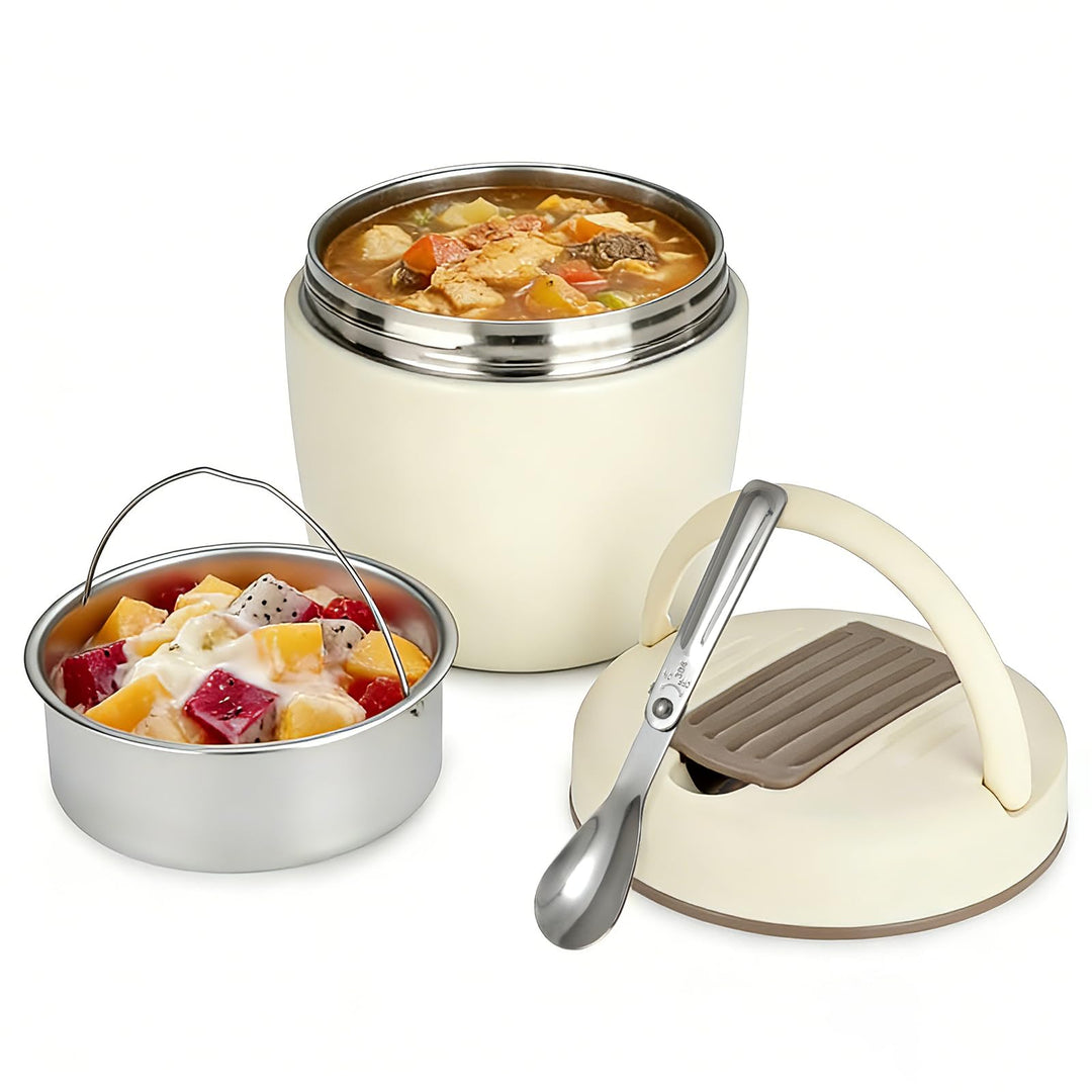 Cozary Thermobehälter für Essen 1200ml, Edelstahl 304 mit Löffel, Absolut Dicht, Hält 7 Stunden Heis