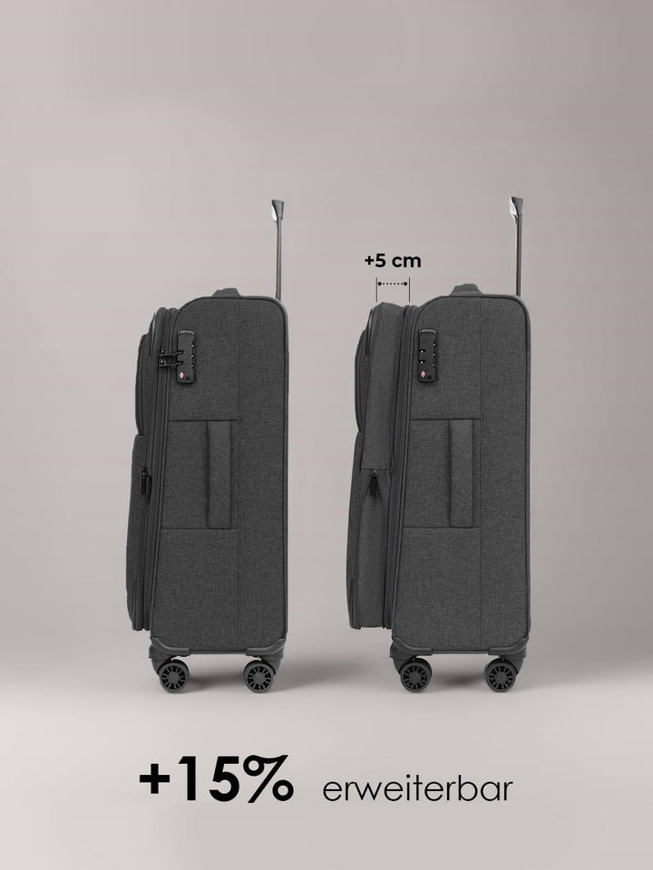 REDOLZ Essentials 12 MEDIUM Weichschalen Koffer für Männer & Frauen | Leichter Trolley 67 cm mit 4 D