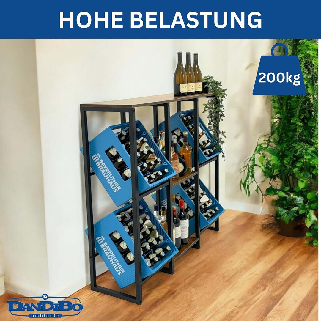 DanDiBo Getränkekistenregal 4 Kisten mit Ablage Holz Metall 96564 Getränkeregal Kistenregal Getränke