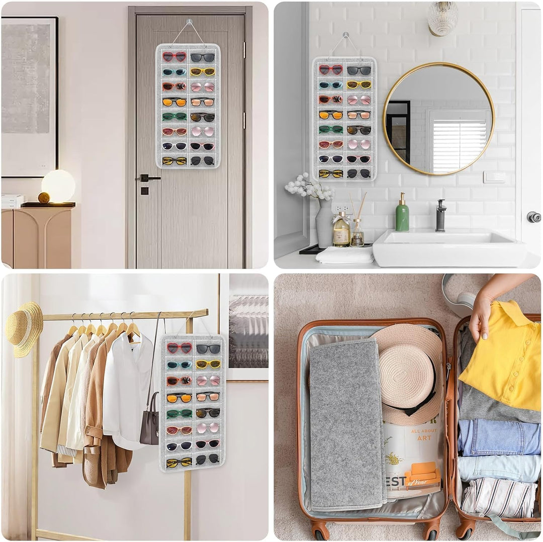 EEEKit Hängender Sonnenbrillen Organizer, 16 Taschen Kleiderschrank Sonnenbrillenaufbewahrung, Reise