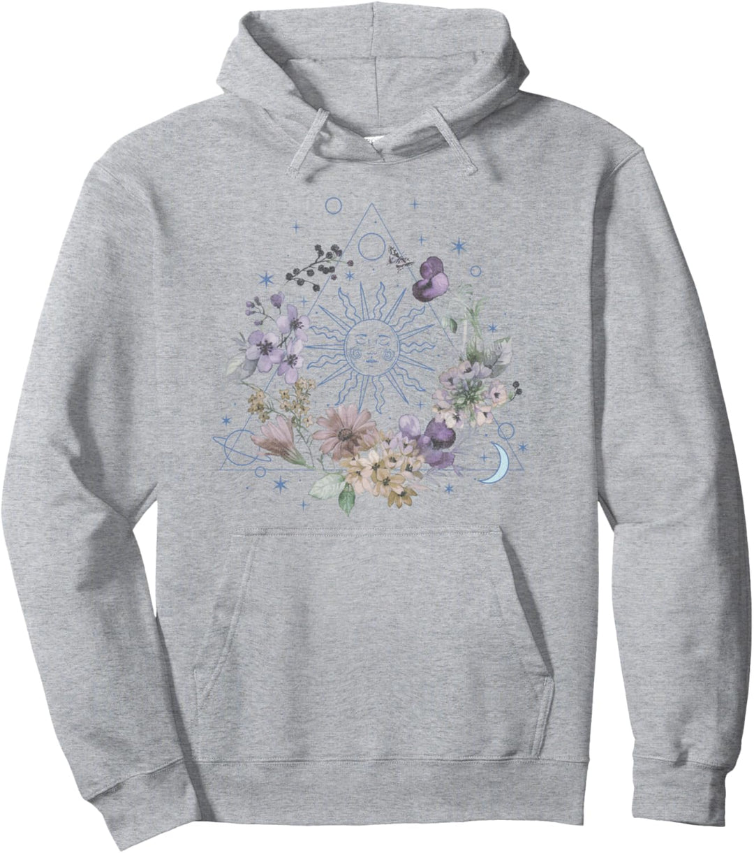 Floral Earthy Celestial Pyramid Pullover Hoodie