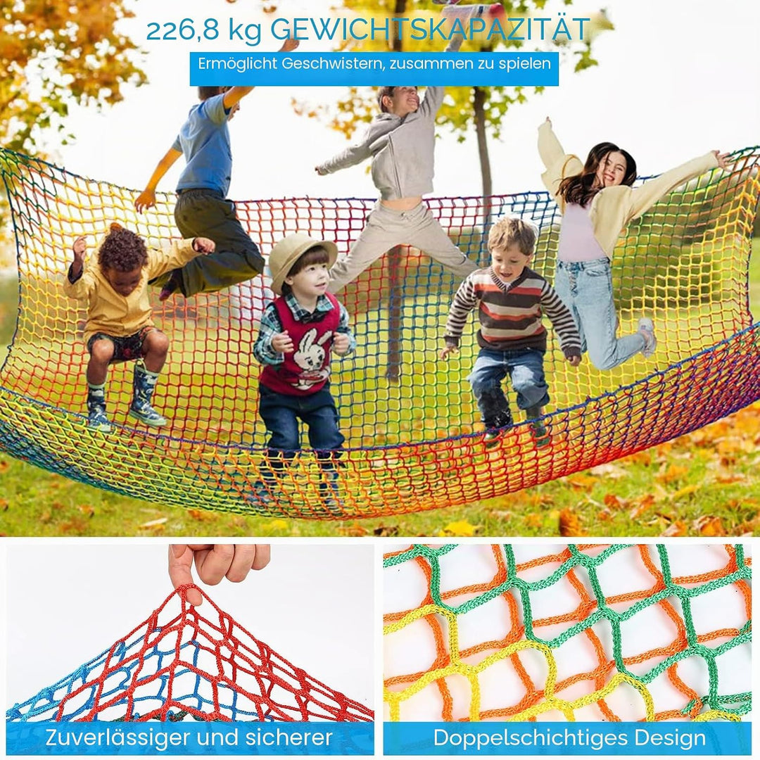 MENAYODA Kletternetz Spielplatz, Schwerlast Doppellagiges Schutznetz Kinder Klettergerüst Schaukel,