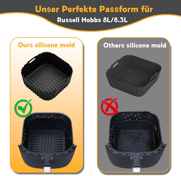 Airfryer Silikonform Heissluftfritteuse, Airfryer Zubehör für Russell Hobbs Heissluftfritteuse XXL 8