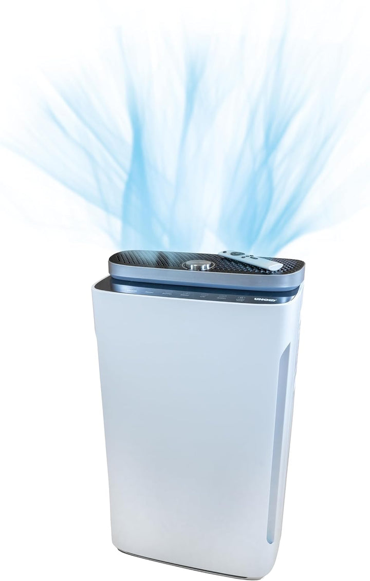 Unold 87610 Luftreiniger+ Luftbefeuchter Omega - Weiss, entfernt Pollen, Staub, Viren, Allergene, Ra