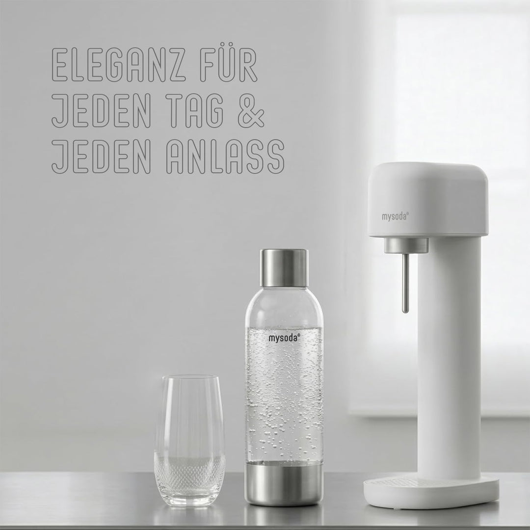 Mysoda: Hochwertiges und BPA-freies Premium 1 Liter Wasserflasche für Wassersprudler, Deckel und Bod