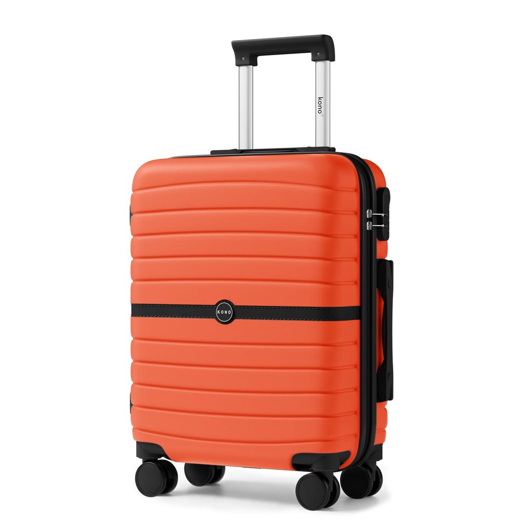 KONO Koffer Reisekoffer Trolley Handgepäck Koffer 55x40x20cm von ABS+PC Hartschalenkoffer mit Zwilli