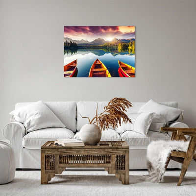 ARTTOR Bilder auf Leinwand See Natur Leinwandbild mit Rahmen 70x50cm Wandbilder Dekoration Wohnzimme