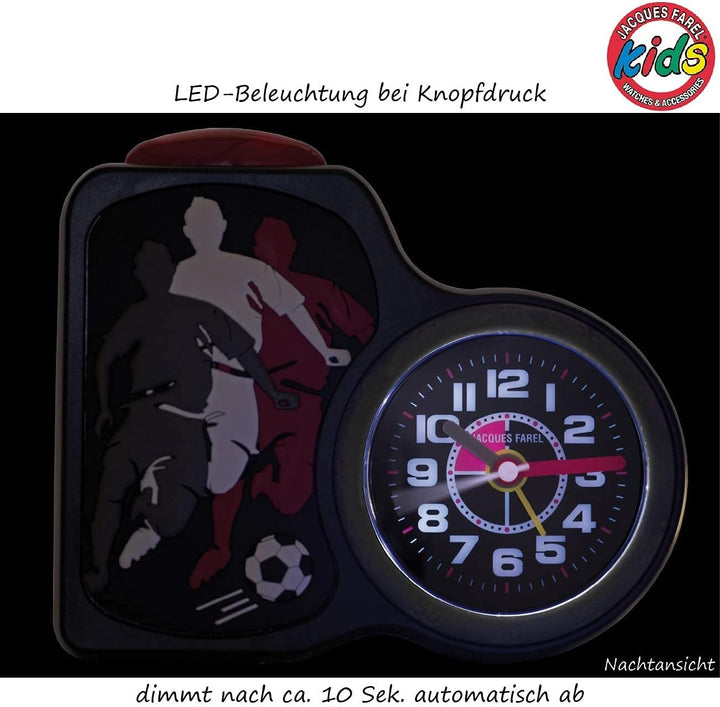 JACQUES FAREL Kinderwecker Jungen Fussball ohne Ticken, mit Licht und Snooze ACB 716 FO