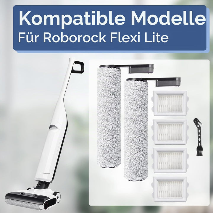 Bürstenrolle Filter Ersatzteile für Roborock Flexi Lite Nass- und Trockensauger Zubehörset，2 Bürsten