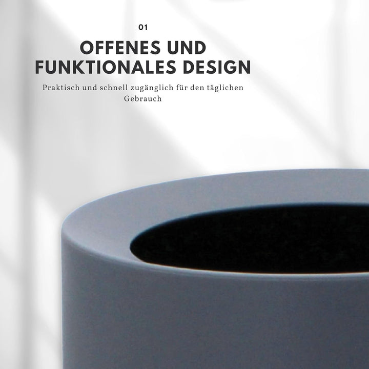 Nell 12L Mülleimer Büro Grau Matt – Ideal für Büro, Küche und Wohnzimmer, Eleganter und vielseitiger