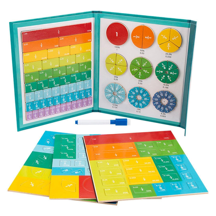 Math Games for School, Fraction Educational Tools, Magnetic Fraction Manipulatives, Wooden Math Mani