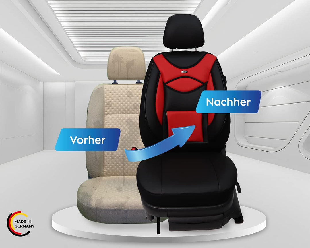 BREMER SITZBEZÜGE Mass Kunstleder Schonbezüge für Subaru Forester SJ D102 D102 - Schwarz/Rot, D102 -