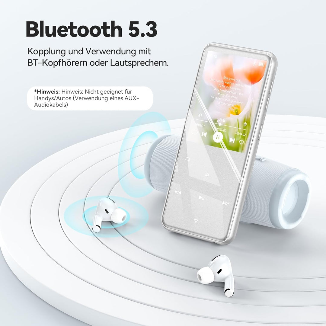 AGPTEK 64GB MP3 Player Bluetooth 5.3 mit 2,4" TFT Farbbildschirm, HiFi Musik Kinder MP3 Player mit L