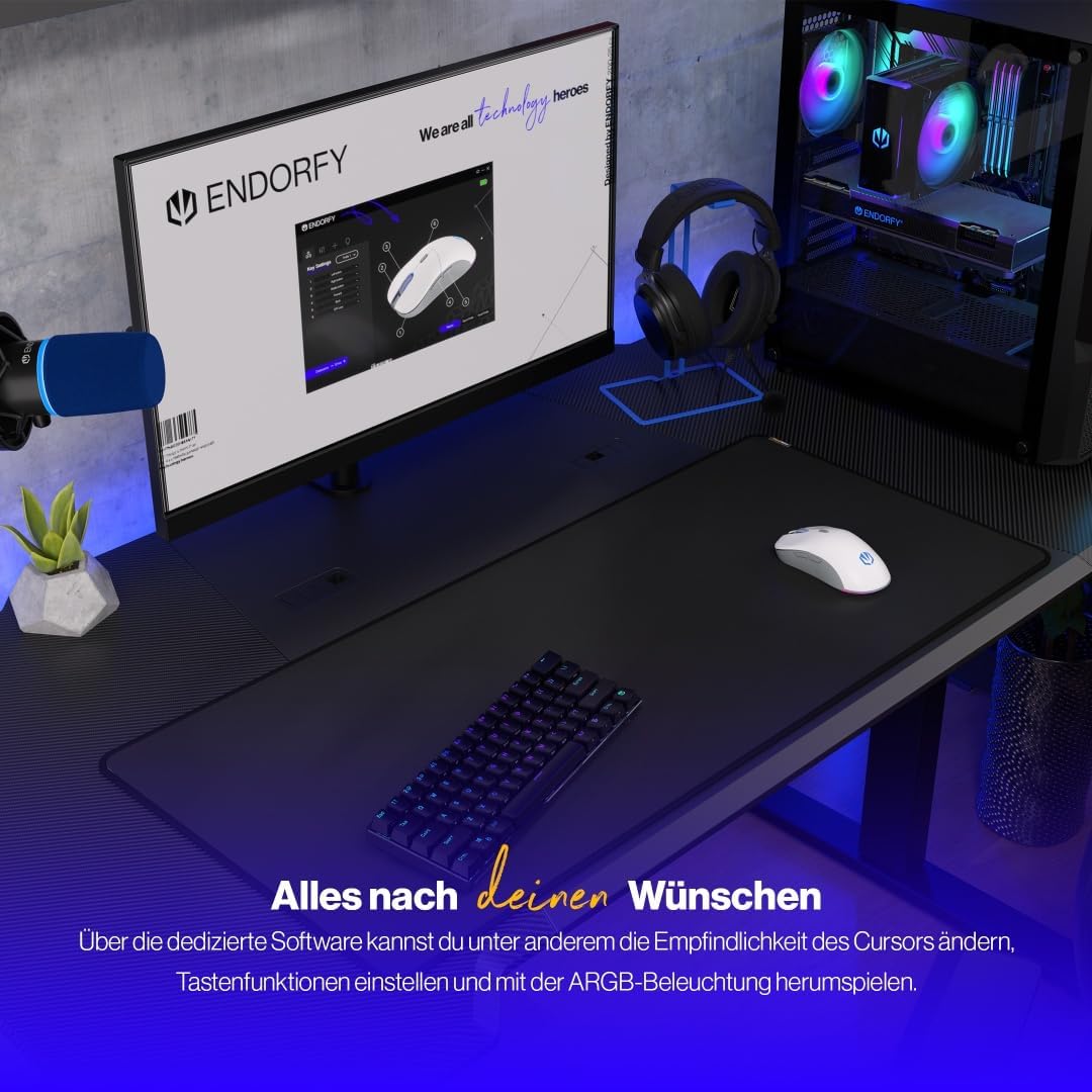 ENDORFY GEM Plus Wireless Onyx White Souris Ambidextre RF Wireless + USB Type-C Optique 26000 DPI Bl