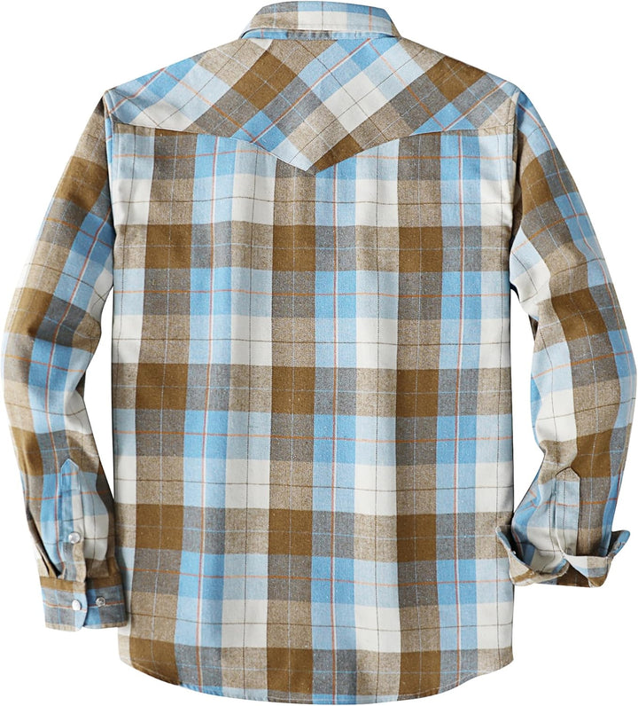 Dubinik® Herren Flanellhemd Flanellhemd Herren Kariert Western Cowboy Vintage Langarm Druckknöpfe Ba