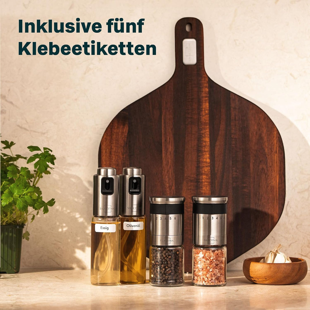 SILBERTHAL Ölsprüher 120 ml Glas – Sprühflasche für Speiseöl – 2 in 1 Essig & Ölspender – Gleichmäss