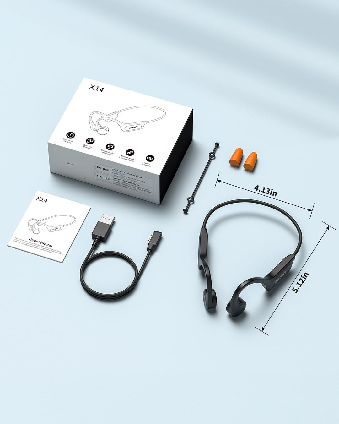 Knochenschall Kopfhörer, Offene Kopfhörer Bluetooth 6.0 Bone Conduction Open Ear Drahtloses Sport He