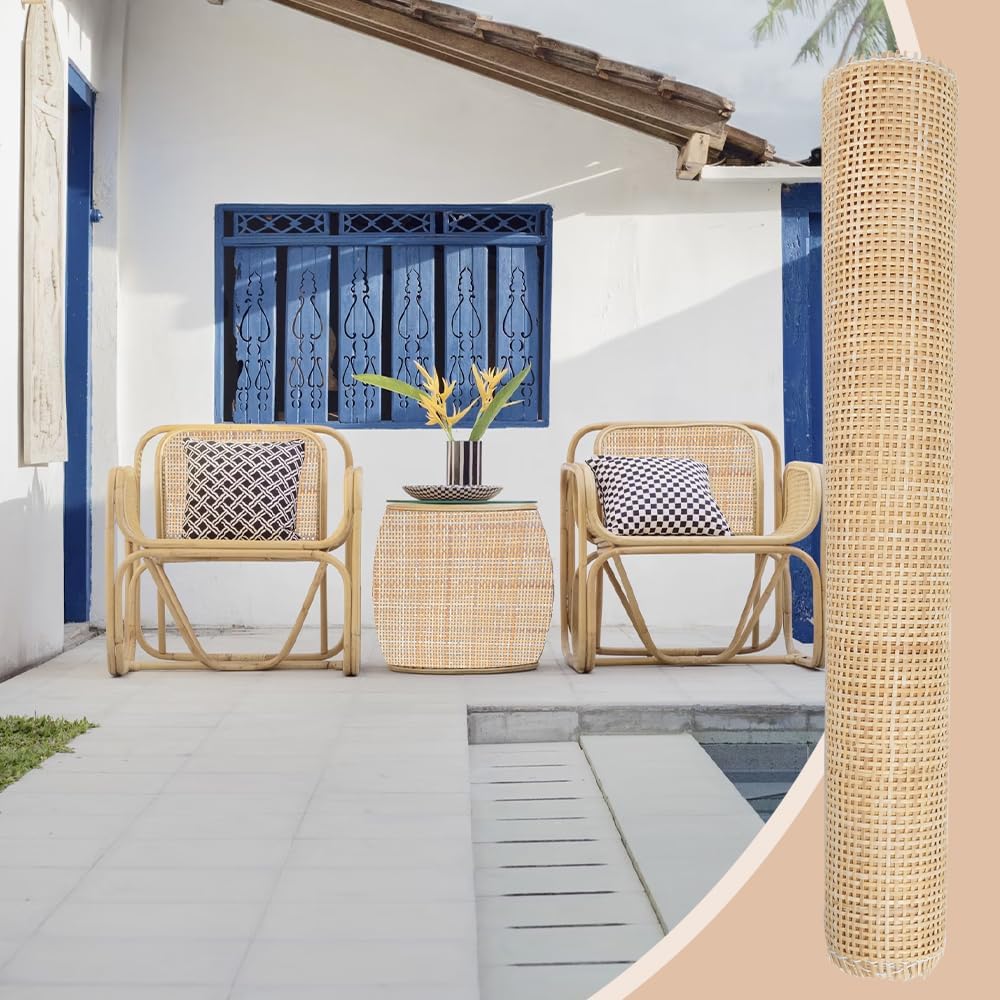Kleemeiero Rattan-Gurtband 45 x 152cm Cane Webbing Roll Natürliche Geweberolle Gewebtes Offenes Gefl