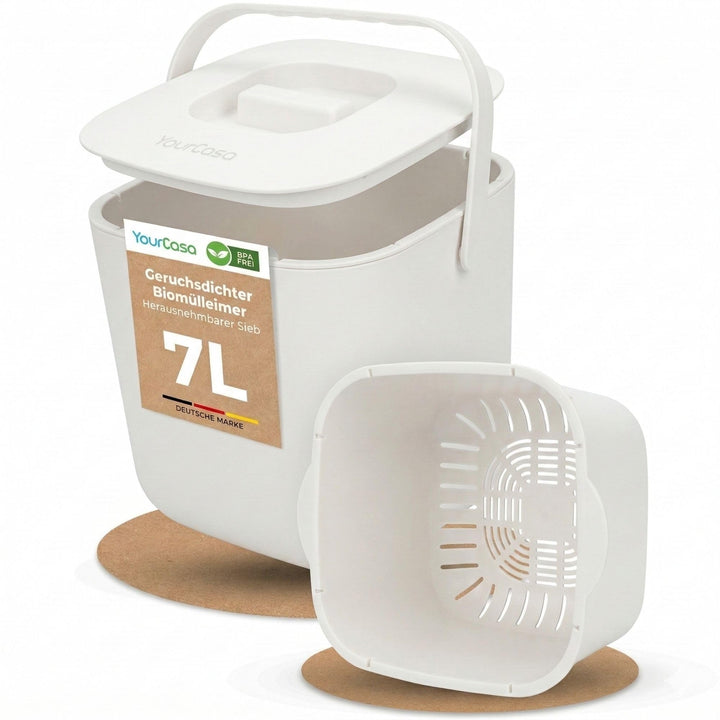 YourCasa® Biomülleimer Küche - 7L - Komposteimer Küche für alltäglichen Biomüll Behälter - Spülmasch